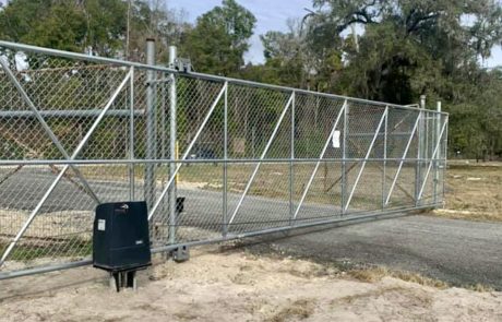 A slide gate operator on a road